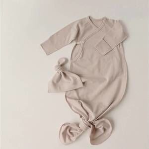 NEW PEEKABOO kids' jersey kimono gown set in beige